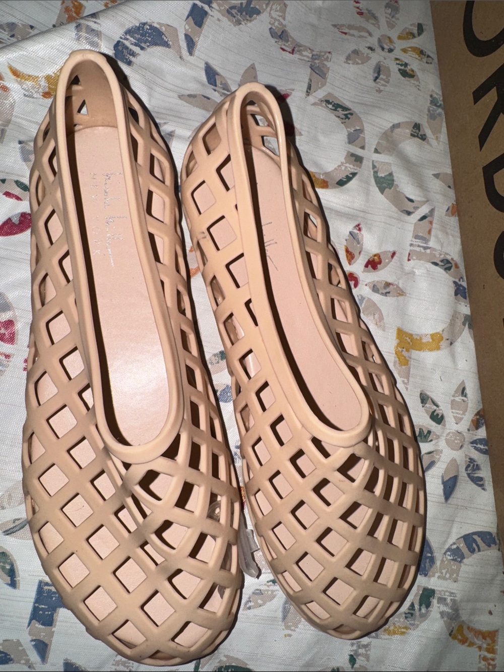 Nicole Miller Beige Lattice Jelly Slip-On Mules NEW!